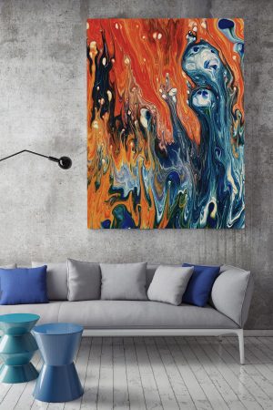 Mavi ve Kırmızı Renklerin Sırrı Art Yağlı Akrilik Soyut Kanvas Canvas Tablo Dekoratif Tablolar