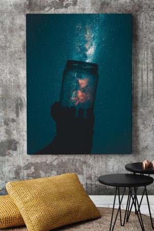 Yıldızlı Gök yüzü Kavanozda Tutsak Soyut Kanvas Canvas Tablo Dekoratif Tablolar