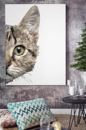 Vektörel Kedi yüzü Soyut Kanvas Canvas Tablo Dekoratif Tablolar