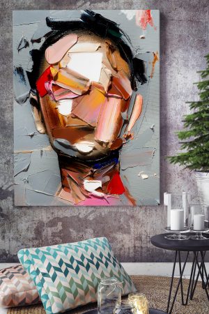 Yağlı Boya Efektli İnsan Suratı Soyut Kanvas Canvas Tablo Dekoratif Tablolar